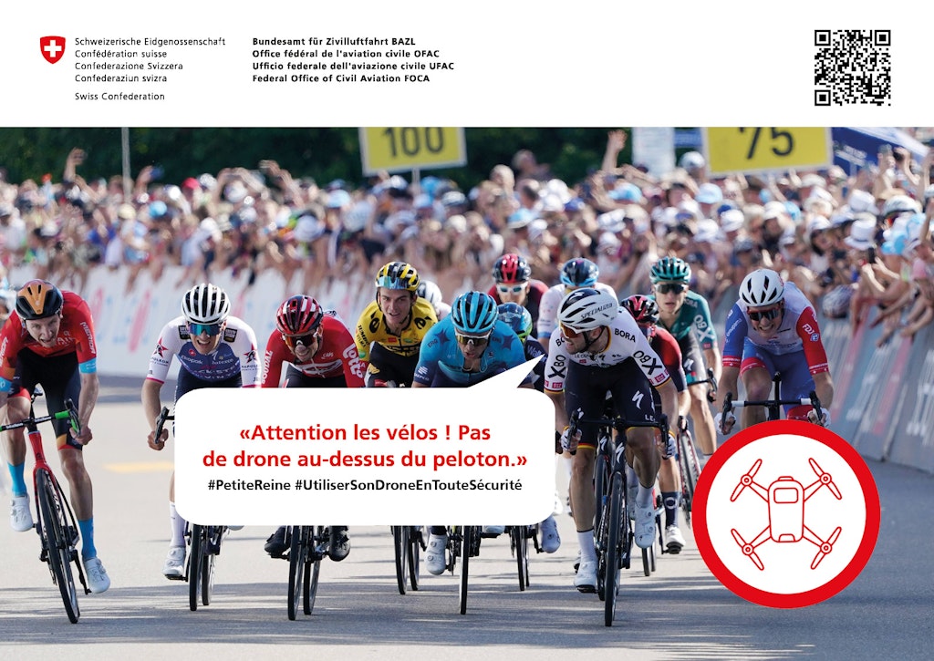 Attention les vélos ! Pas de drone au-dessus du péloton. - #UtiliserSonDroneEnTouteSécurité 