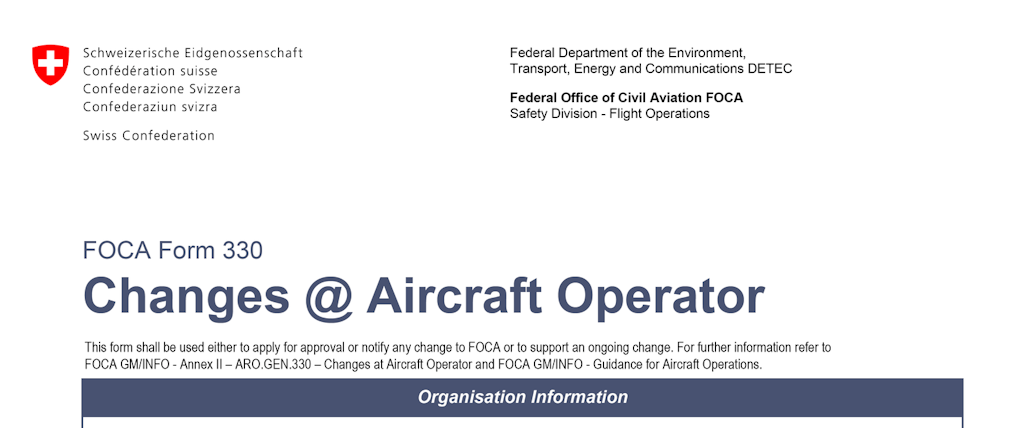 Changes at Aircraft Operator